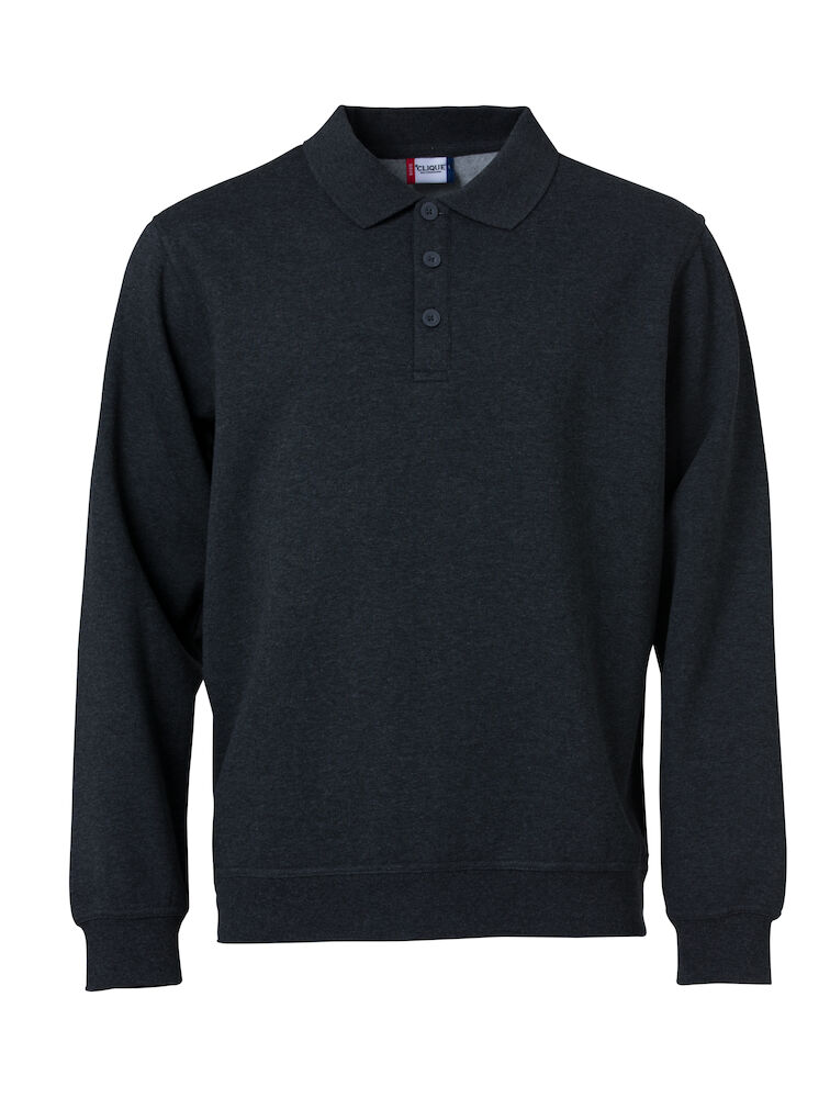 Basic Polo Sweater Antraciet Melange