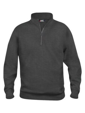 Basic Half Zip antraciet melange