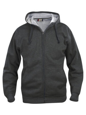 Basic Hoody Full Zip Antraciet Melange