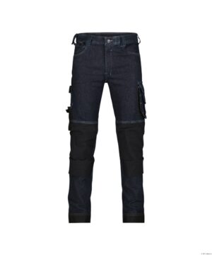 KYOTO Stretch Werkjeans met Kniezakken Jeansblauw/Zwart