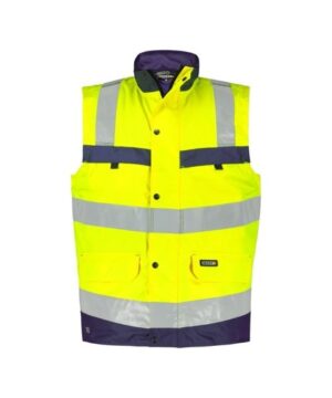 BILBAO Hi-Viz Bodywarmer Fluogeel-Navy