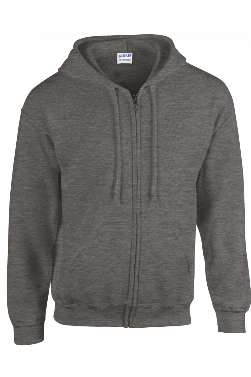 GI18600 Heavy Blend Adult Full Zip Hooded Sweatshirt Dark Heather