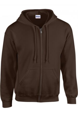 GI18600 Heavy Blend Adult Full Zip Hooded Sweatshirt Dark Chocolate