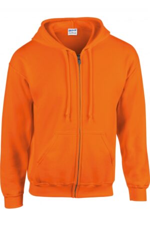 GI18600 Heavy Blend Adult Full Zip Hooded Sweatshirt Safety Orange