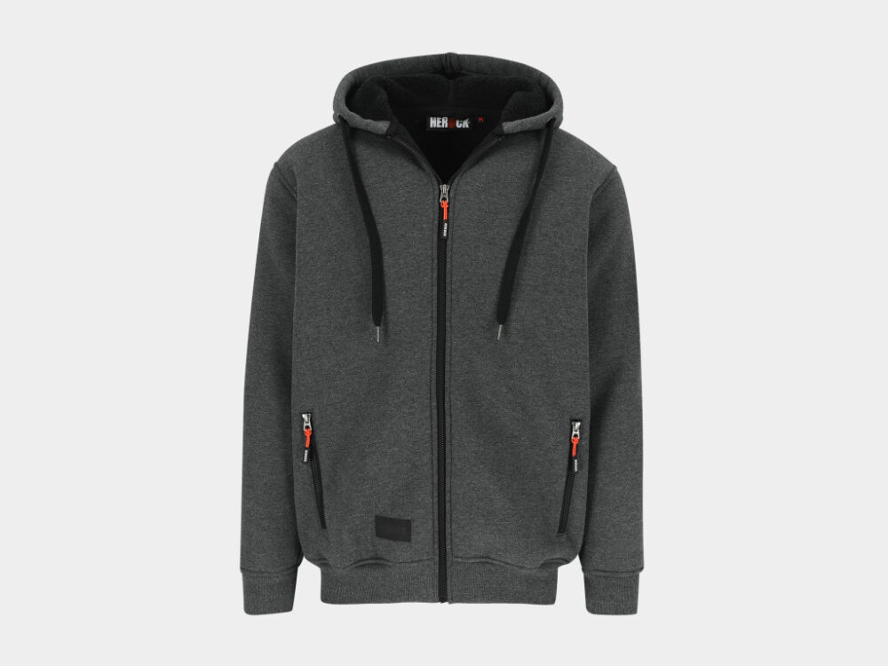 Otis Gevoerde Sweater met Lange Rits en Kap Grijs