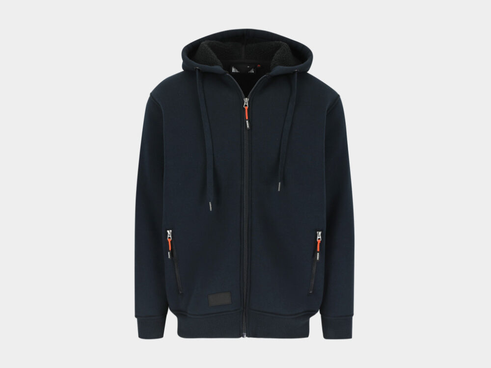 Otis Gevoerde Sweater met Lange Rits en Kap Navy