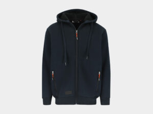 Otis Gevoerde Sweater met Lange Rits en Kap Navy