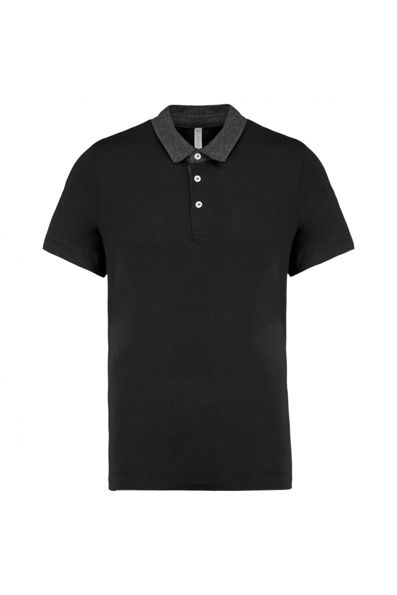 K260 Tweekleurige Herenpolo Jersey Black / Dark Grey Heather