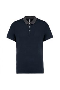 K260 Tweekleurige Herenpolo Jersey Navy / Dark Grey Heather