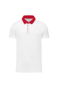 K260 Tweekleurige Herenpolo Jersey White / Red