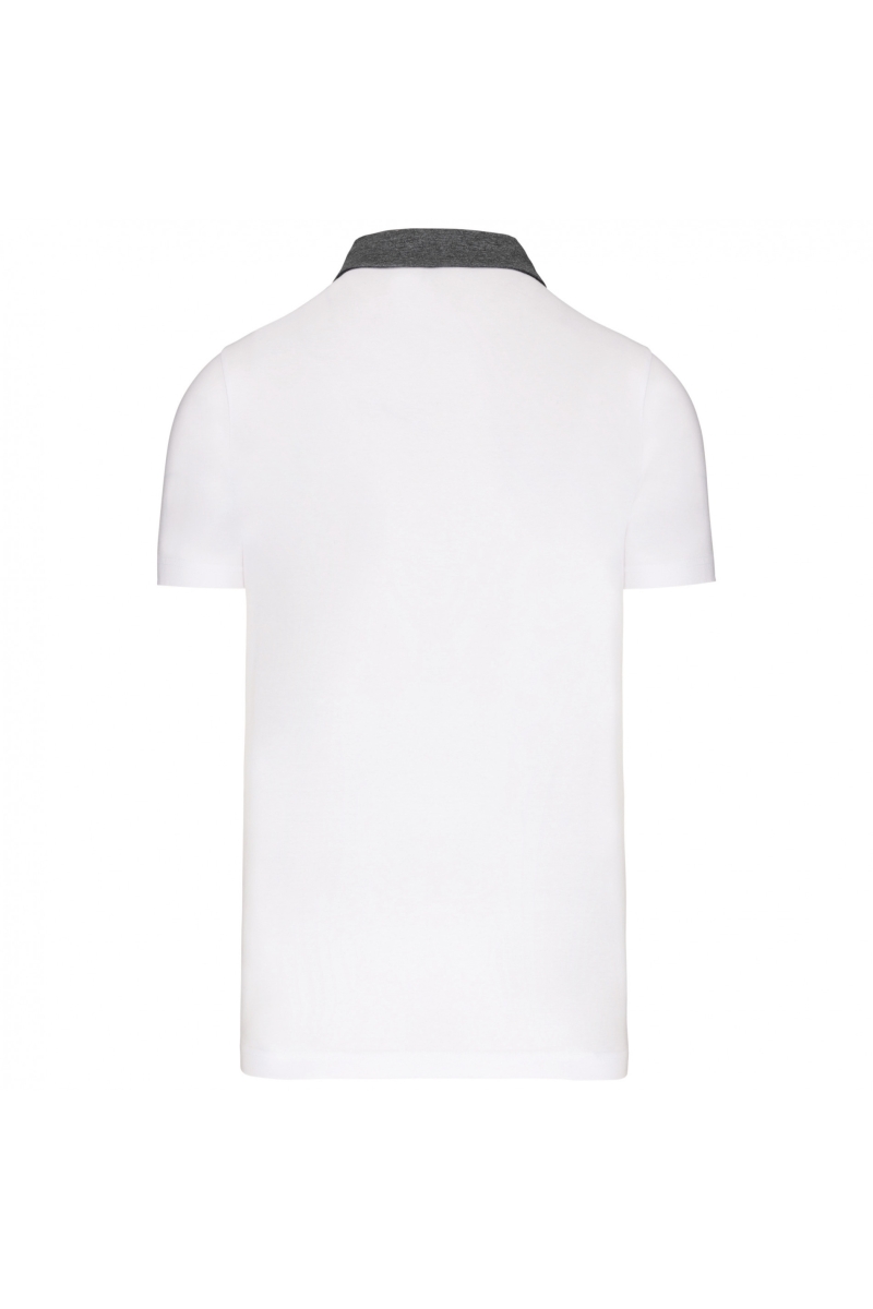 K260 Tweekleurige Herenpolo Jersey White / Dark Grey Heather