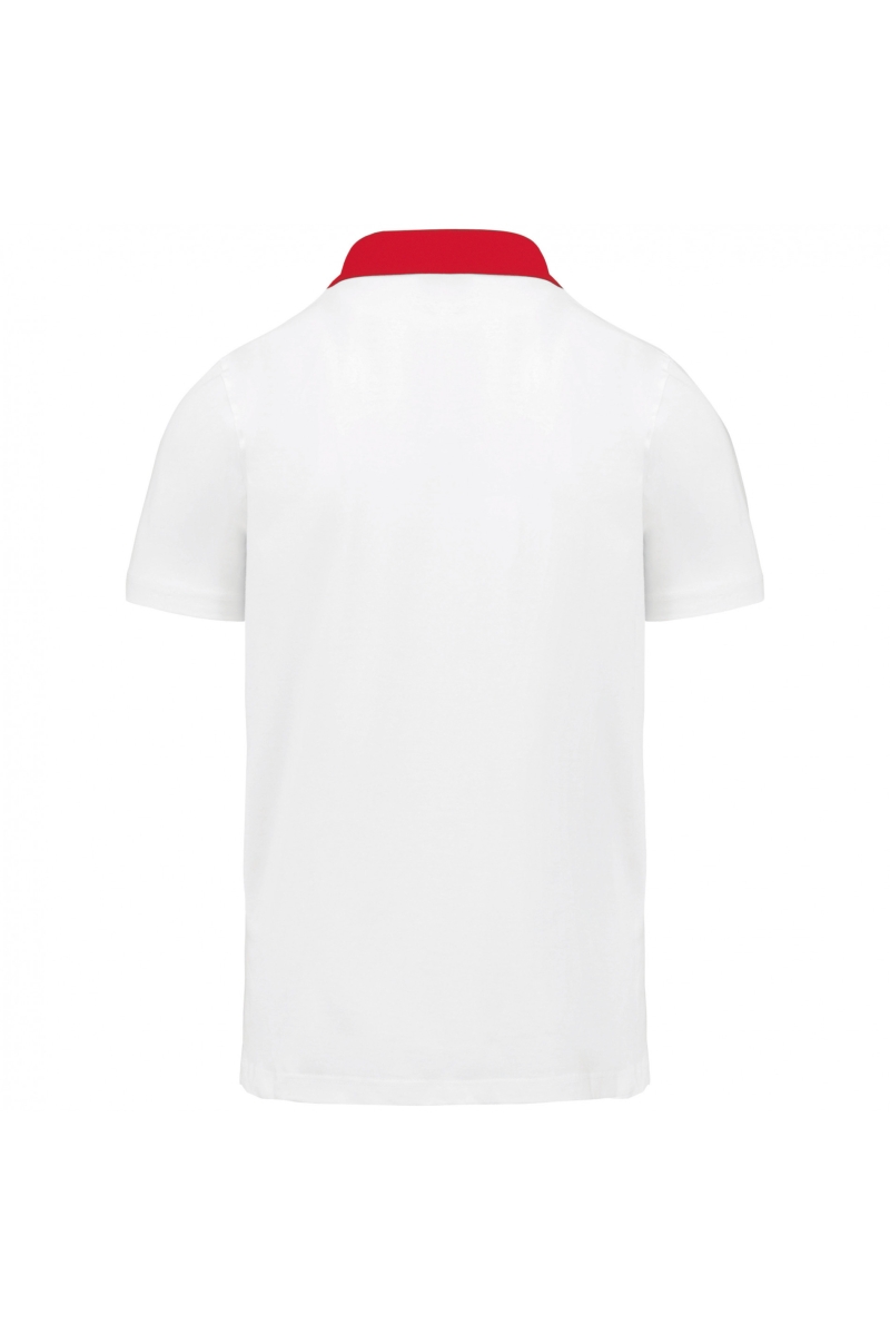 K260 Tweekleurige Herenpolo Jersey White / Red