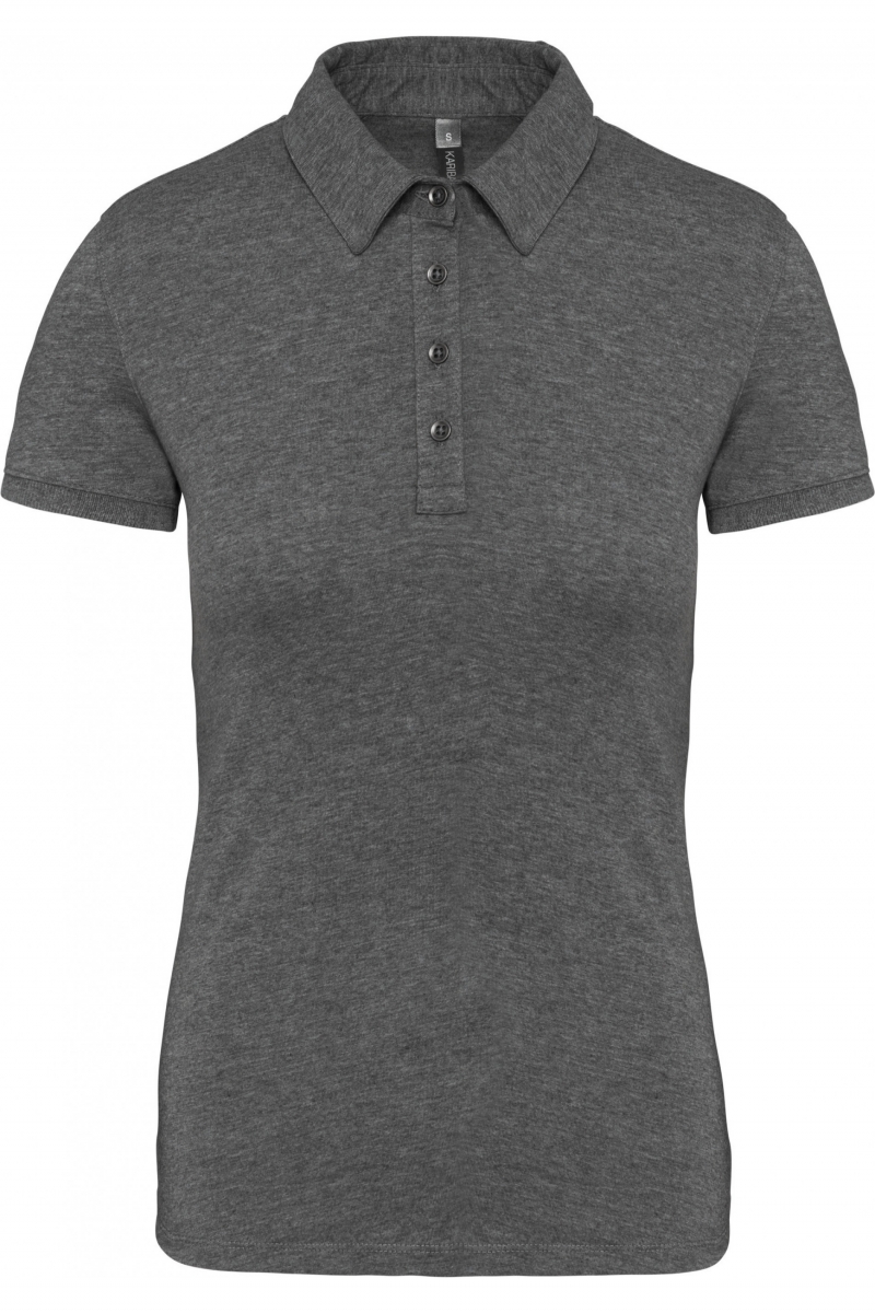 K263 Damespolo Korte Mouwen Van Jersey Heather Grey