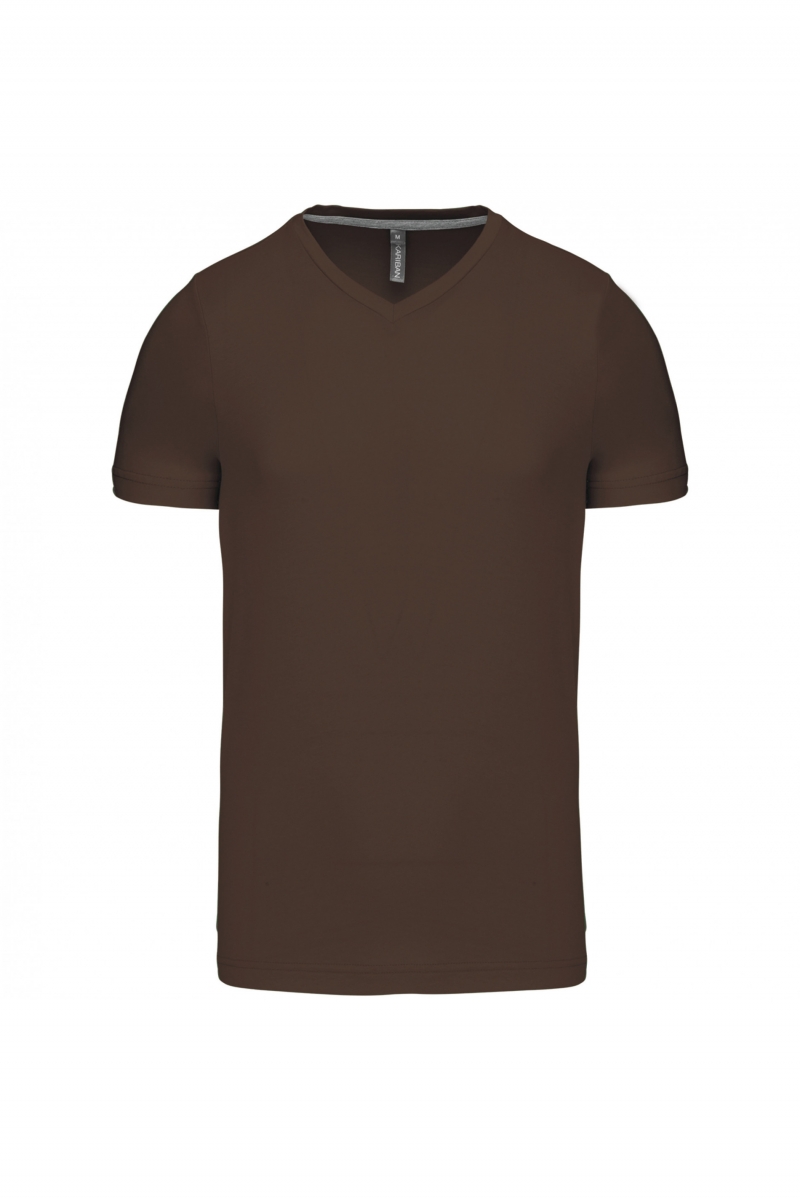 K357 T-shirt V-Hals Korte Mouwen Chocolate