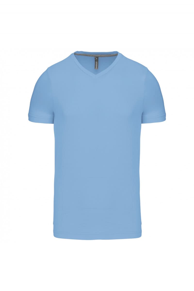 K357 T-shirt V-Hals Korte Mouwen Sky Blue