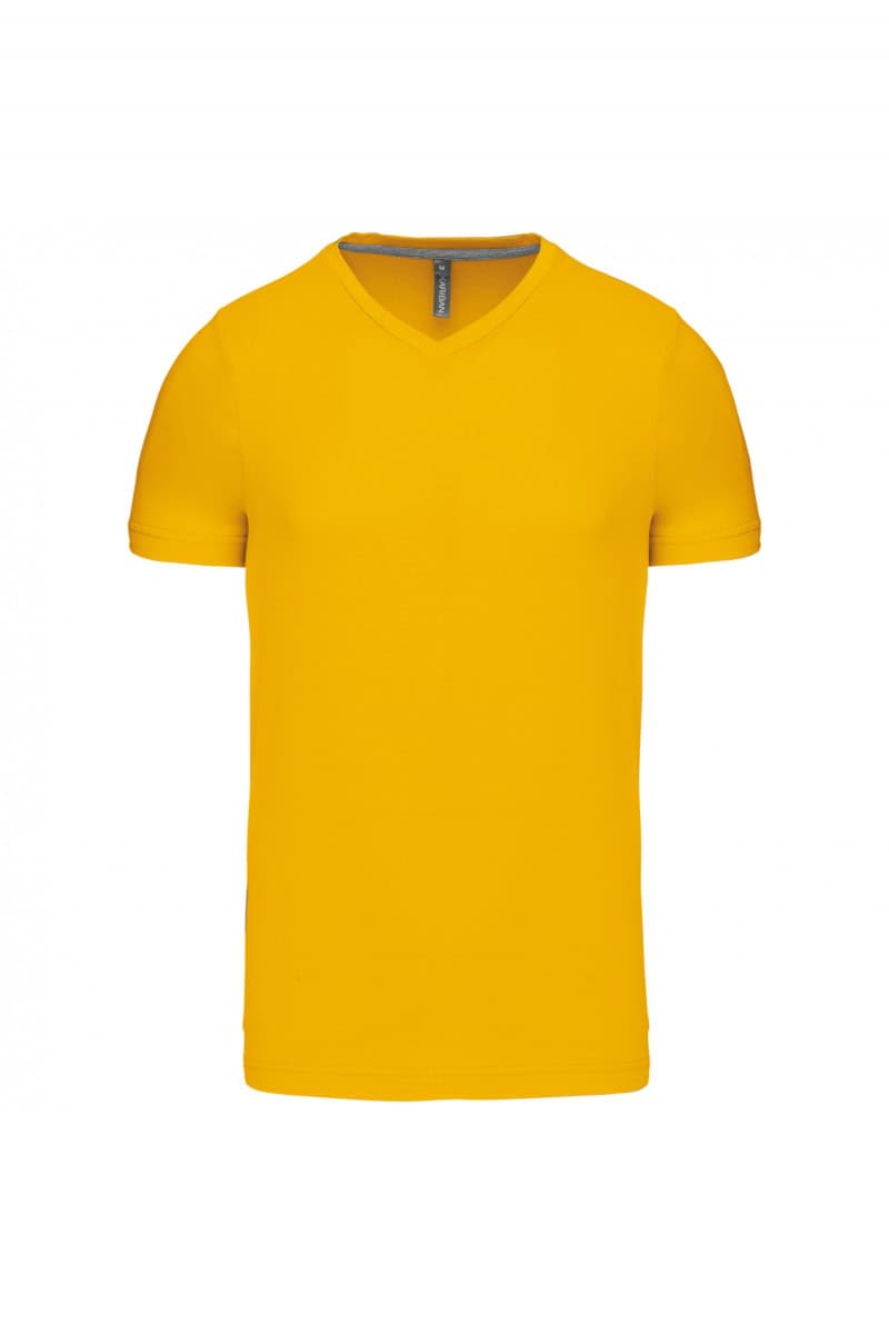 K357 T-shirt V-Hals Korte Mouwen Geel