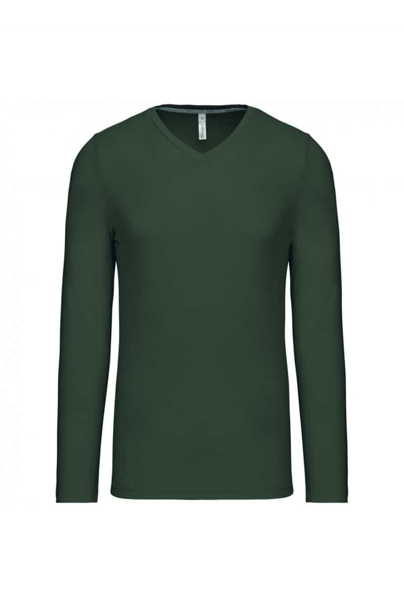 K358 T-shirt V-Hals Lange Mouwen Dark Khaki