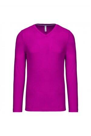 K358 T-shirt V-Hals Lange Mouwen Fuchsia