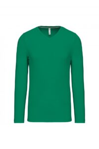 K358 T-shirt V-hals lange mouwen Kelly Green