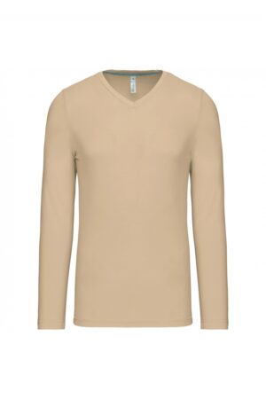 k358 T-shirt V-Hals Lange Mouwen Light Sand