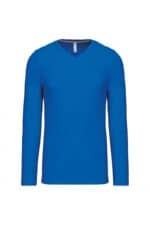 K358 T-shirt V-Hals Lange Mouwen Light Royal Blue