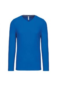 K358 T-shirt V-Hals Lange Mouwen Light Royal Blue