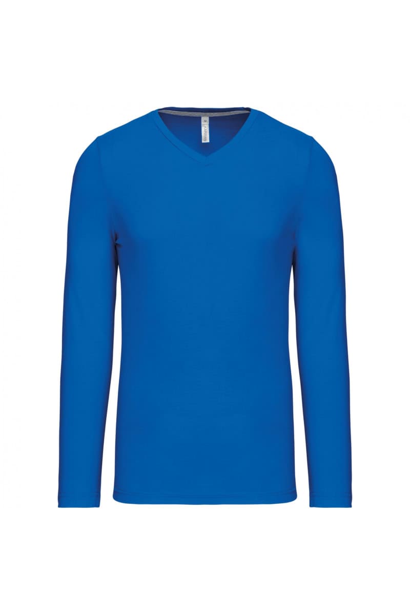 K358 T-shirt V-Hals Lange Mouwen Light Royal Blue