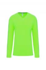 K358 T-shirt V-Hals Lange Mouwen Lime