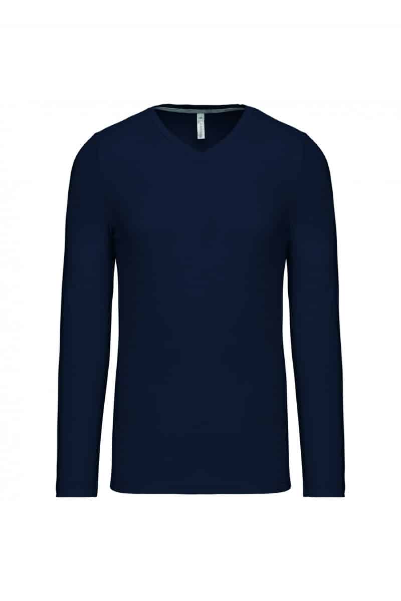 K358 T-shirt V-Hals Lange Mouwen Navy