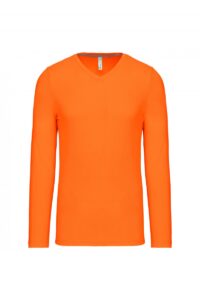 K358 T-shirt V-Hals Lange Mouwen Oranje