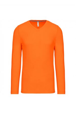 K358 T-shirt V-Hals Lange Mouwen Oranje