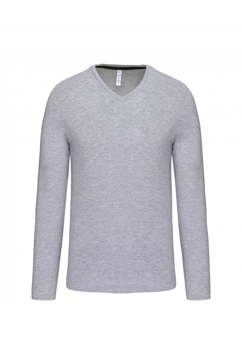 K358 T-shirt V-Hals Lange Mouwen Oxford Grey