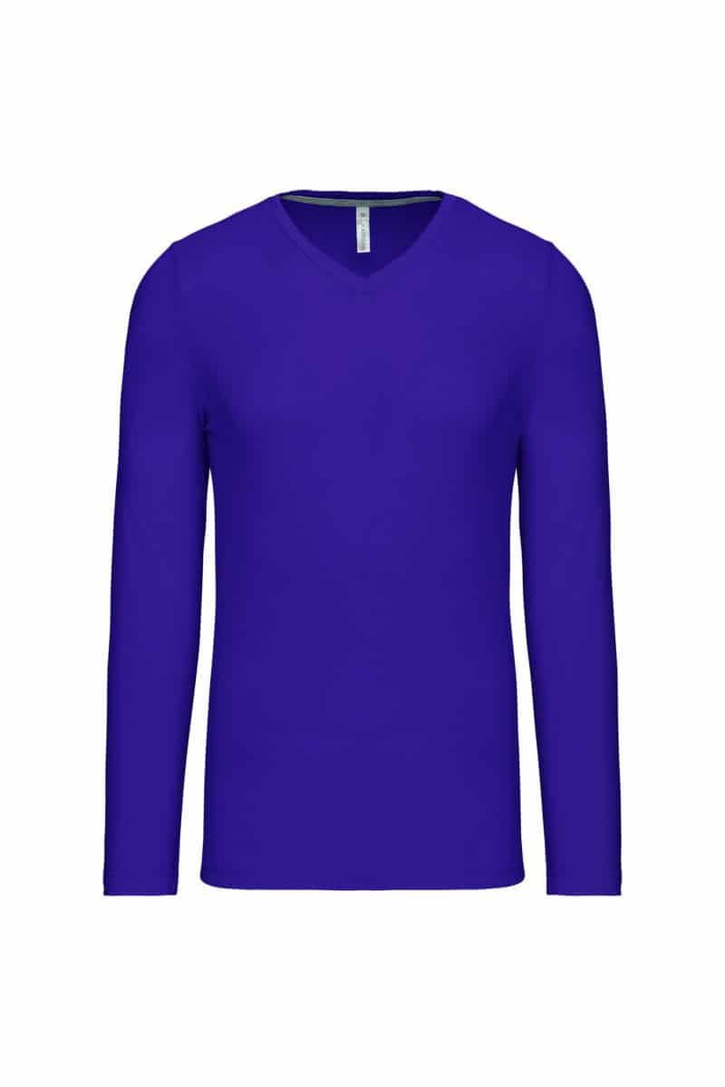 K358 T-shirt V-Hals Lange Mouwen Purple