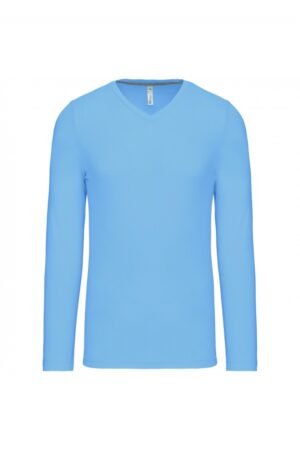 K358 T-shirt V-Hals Lange Mouwen Sky Blue