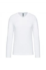 K358 T-shirt V-Hals Lange Mouwen Wit