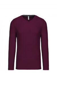 K358 T-shirt V-Hals Lange Mouwen Wine