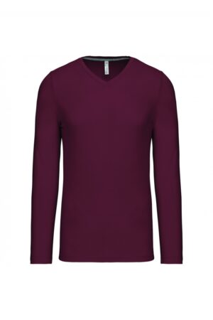 K358 T-shirt V-Hals Lange Mouwen Wine
