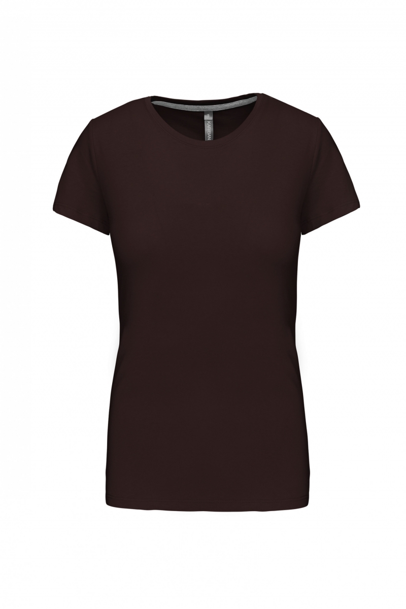 K380 Dames T-shirt Ronde Hals Korte Mouwen Chocolate