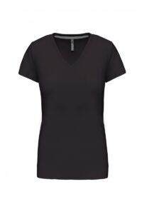 K381 Dames T-shirt V-hals Korte Mouwen Dark Grey