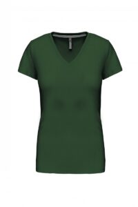 K381 Dames T-shirt V-hals Korte Mouwen Forest Green