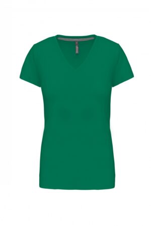 K381 Dames T-shirt V-hals Korte Mouwen Kelly Green