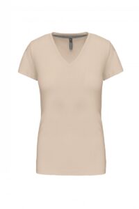 K381 Dames T-shirt V-hals Korte Mouwen Light Sand