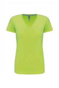 K381 Dames T-shirt V-hals Korte Mouwen Lime