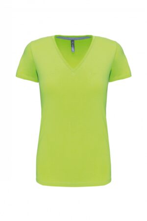 K381 Dames T-shirt V-hals Korte Mouwen Lime