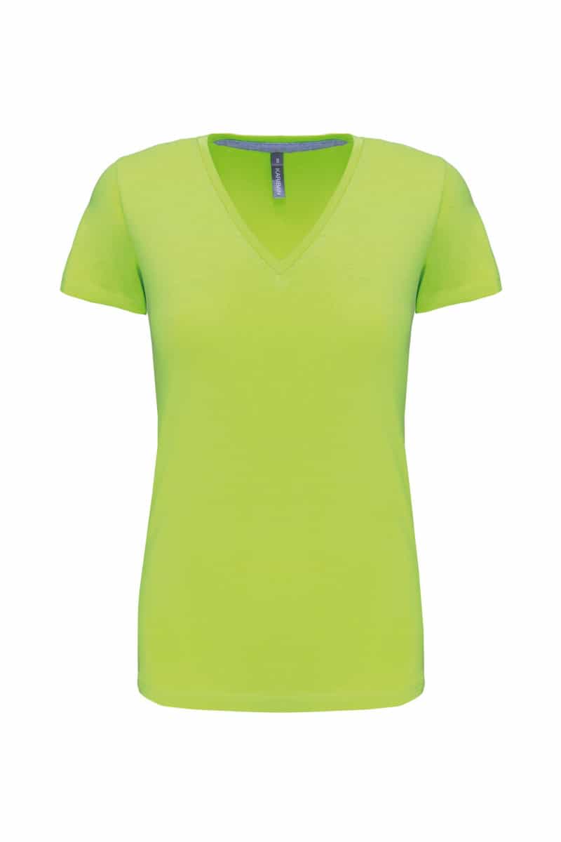 K381 Dames T-shirt V-hals Korte Mouwen Lime
