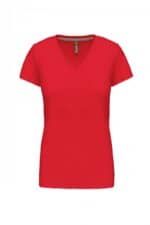 K381 Dames T-shirt V-hals Korte Mouwen Rood
