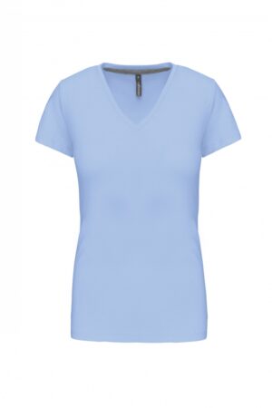 K381 Dames T-shirt V-hals Korte Mouwen Sky Blue