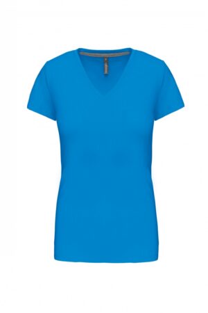K381 Dames T-shirt V-hals Korte Mouwen Tropical Blue