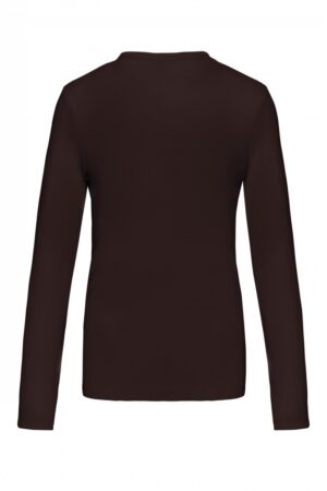 K382 Dames t-shirt V-hals lange mouwen Chocolate