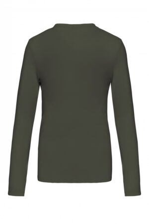 K382 Dames T-shirt V-hals Lange Mouwen Dark Khaki